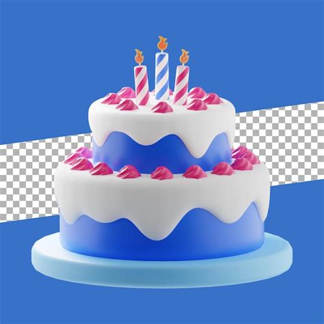 Premium Psd Birthday Cake With Candle 3d Illustration