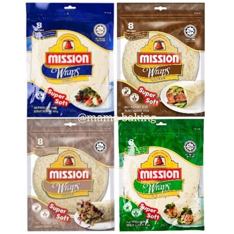 Mission Wraps 360g X 8 Wraps Wholegrain Original 6 Grains Onion Chive