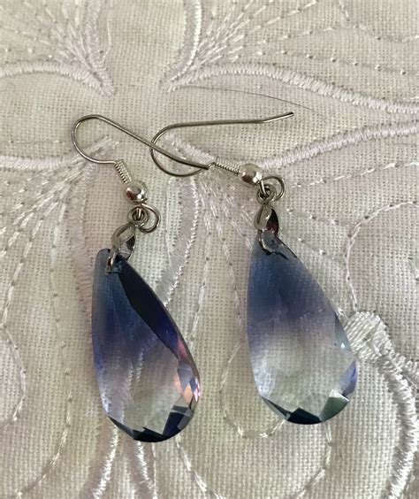 Ocean Blue Teardrop Swarovski Crystal Earrings Mary Elizabeth Anne