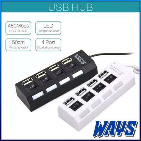 Jual Z017 Usb Port Hub 4 Switch Saklar Led Colokan Flashdisk Flash