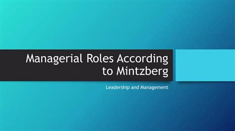 Managerial Roles According To Mintzberg Ppt