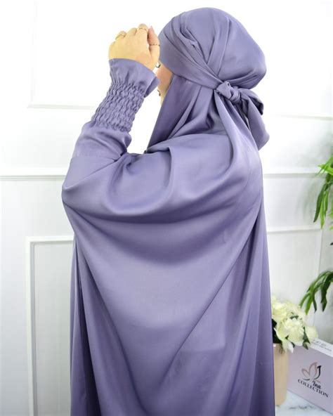 Jilbab Dubai One Piece Prayer Set Grey Ina Collection