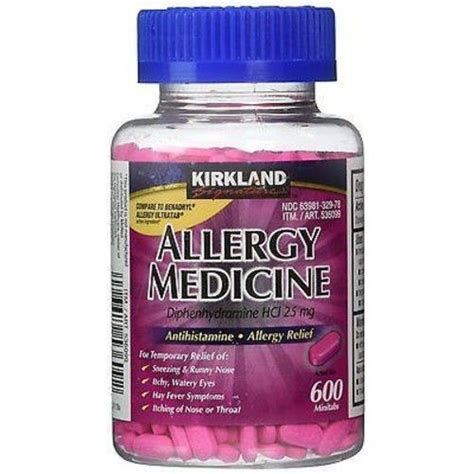 Kirkland Allergy Medicine 600 Tablets 25 mg Diphenhydramine ...