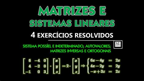 Matriz E Sistema Linear Exerc Cios Resolvidos Passo A Passo