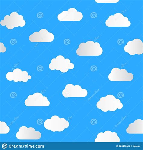 Cloud Seamless Pattern Blue Background Vector Illustration Stock