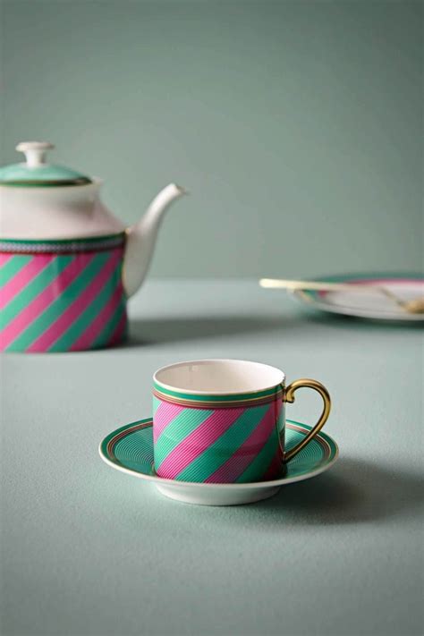 Pip Studio Pip Chique Stripes Cappuccino Cup Saucer Pink Green Pip