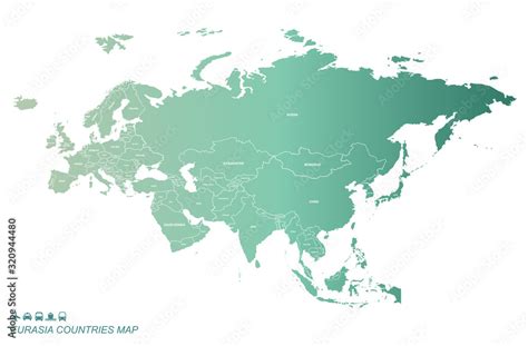 Eurasia Country Region Asia Countries Map Asia Map Stock Vector