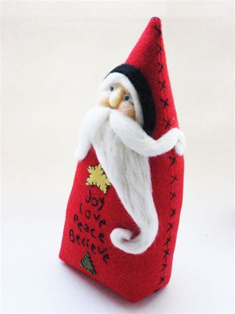 Needle Felted Santa Santa Christmas Santa Cloth Doll Etsy