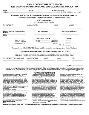 2016 MOORING PERMIT AND LAND STORAGE PERMIT APPLICATION Doc Template