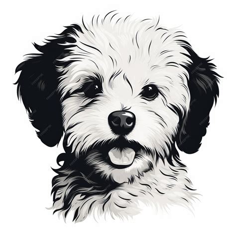 Premium Ai Image Cute Black And White Dog Drawing With Double Tone Effect