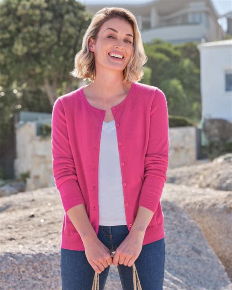 Sweet Pink Cashmere Merino Crew Neck Cardigan Woolovers Us