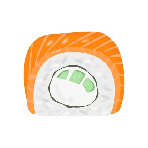 Rollo de sushi de filadelfia con salmón y queso crema en ilustraciones