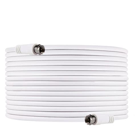 Ge 50 Ft Rg6 Coaxial Cable F Type Connectors White