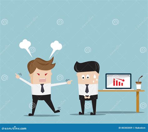 Boss Angry Employee Cartoon Vector Illustration Stock Vector