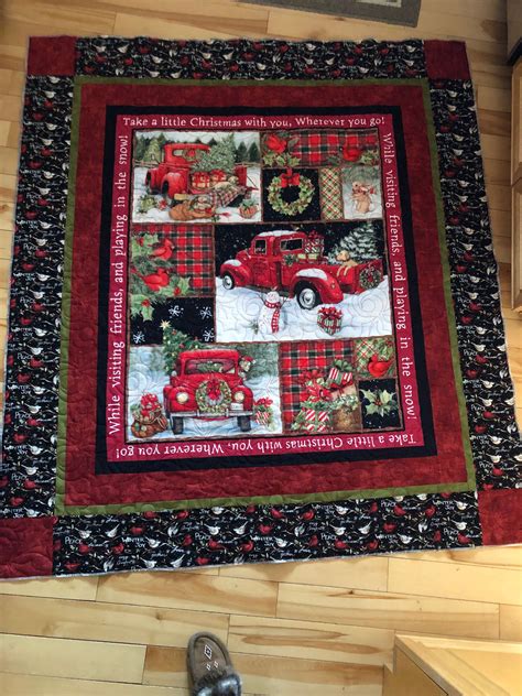 Red Truck Christmas Panel Christmas Quilt Panel Quilts Quilts