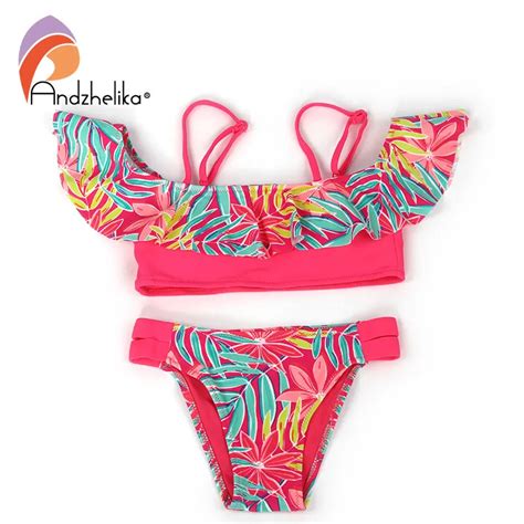 Andzhelika Bikini яркий купальник бикини с рюшами для девочки Ak58 купить в Ocha Ru