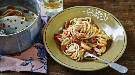 Prawn And Chorizo Linguine With Lime Recipe Bbc Food