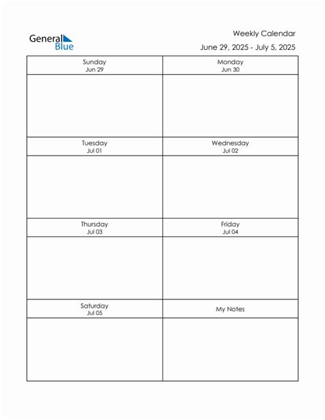 Blank Weekly Calendar In Pdf Word And Excel For June To July