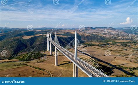 Aerial View of Millau City and Viaduct in the Aveyron Editorial Stock ...