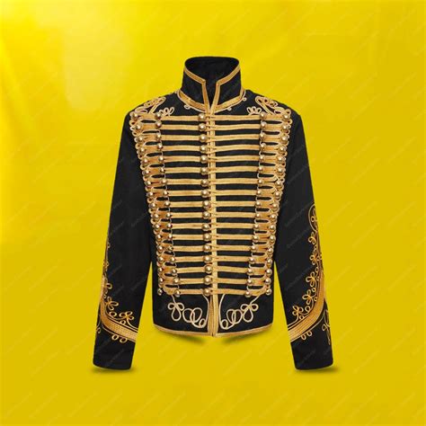 Handmade New Men Adam Luxe Military Jacket Drummer Black Parade Jacket