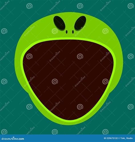 Big Alien Character Head And Open Mouth Vector And Illustration Stock