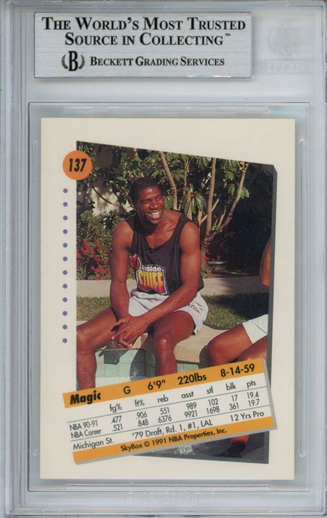 Magic Johnson Signed Skybox Trading Card Beckett Slab