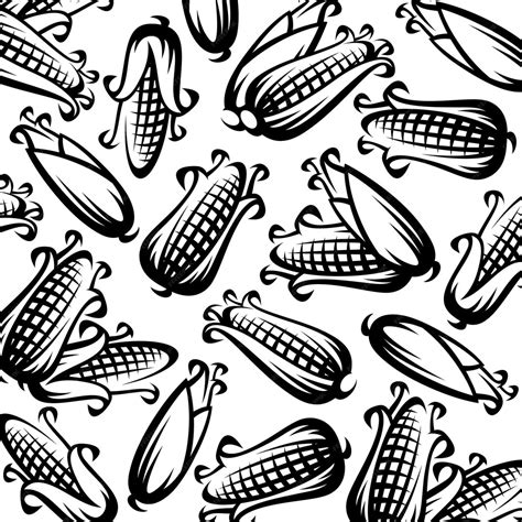 Premium Vector Corn Pattern Background Set Collection Icons Corn Vector