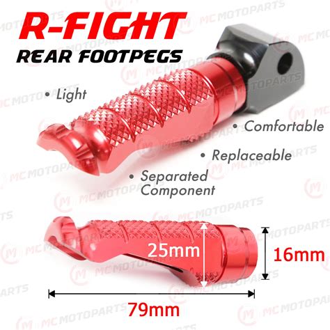 R Fight CNC Passenger Foot Pegs Red For Kawasaki ZZR 600 Ninja ZX 6 90