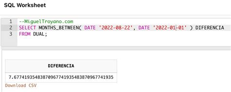 Función Monthsbetween En Oracle