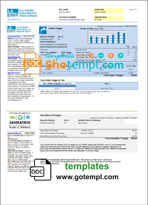 USA LA DWP Utility Bill Fake Template In Word And PDF Format