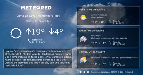 Clima en Čevo Montenegro El tiempo a 14 días Meteored