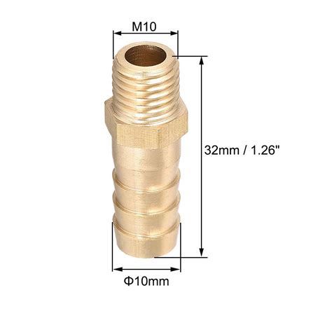 Uxcell Brass Fitting Connector Metric M10 1 25 Male To Barb Fit Hose ID