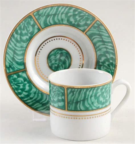 Imperial Malachite Flat Demitasse Cup Saucer Set By Briard Georges