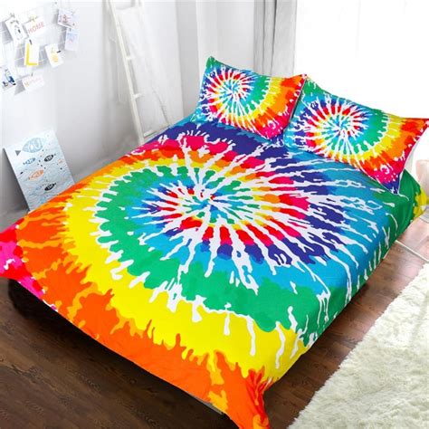 Rainbow Tie Dye Quilt Cover Duvet 3 Piece Bedding Set Tie Dye Bedding