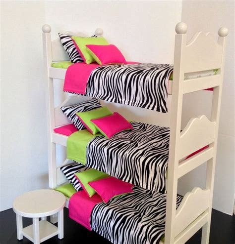 Triple Bunk Bed With Pink Green And Zebra Par BedsandThreads Zebra