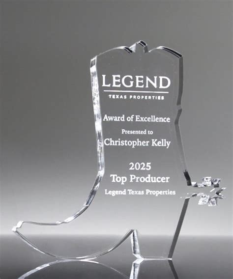 Cowboy Boot Acrylic Paperweight Award Edco Awards