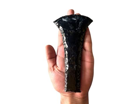 Natural Black Obsidian Axe Hand Carved Crystal Knife Obsidian