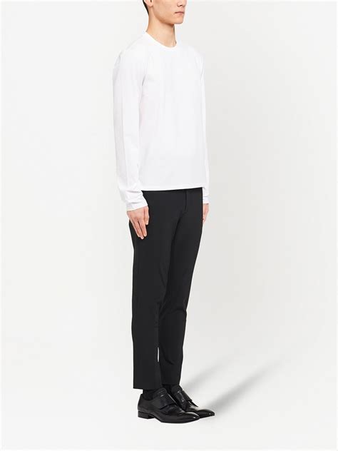 Prada Logo Plaque Long Sleeved T Shirt Farfetch
