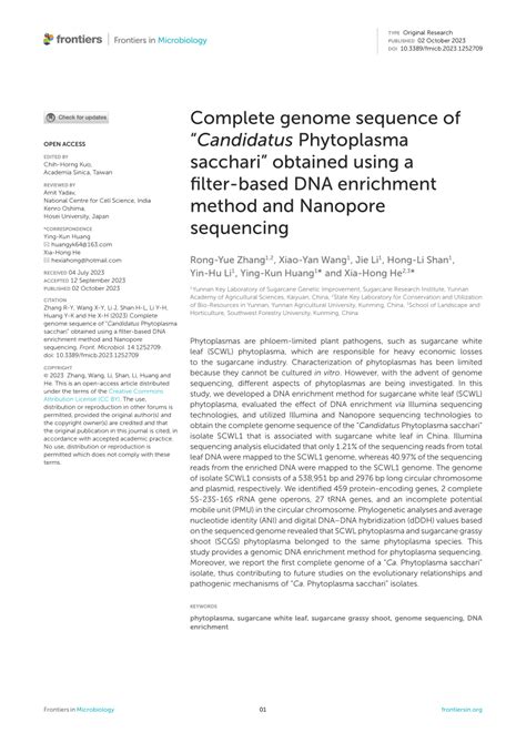 Pdf Complete Genome Sequence Of “candidatus Phytoplasma Sacchari