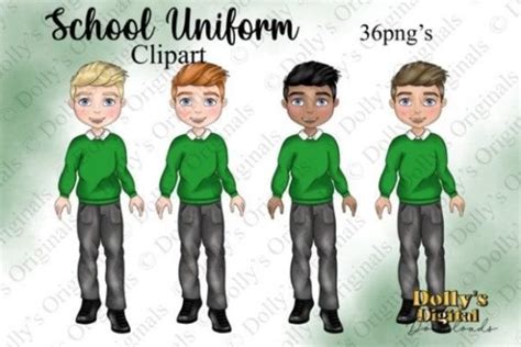 School Boy in Green Uniform Graphic by Dolly’s Digital Designs ...