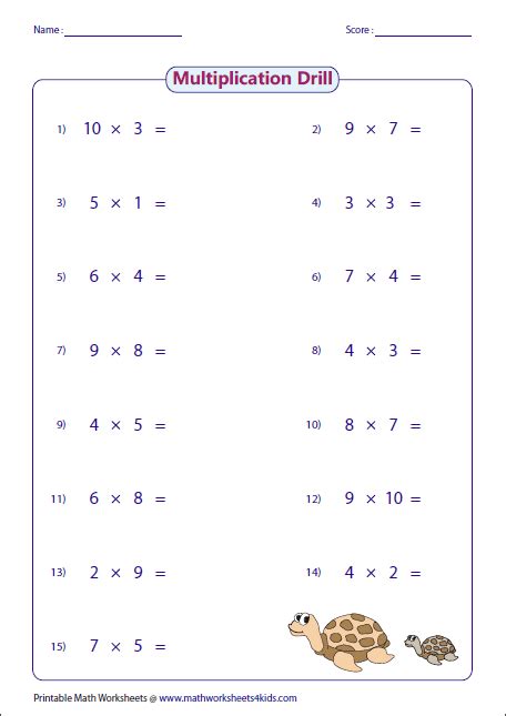 Multiplication Drill Worksheets