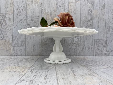 Vintage Cake Stand Westmoreland Doric Milk Glass Pedestal Cake Plate Cupcake Stand