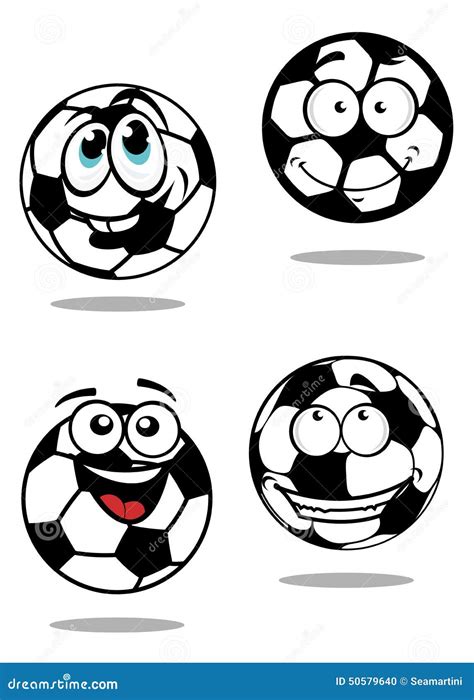 Cartoon Soccer Balls Characters Stock Vector - Illustration of element ...