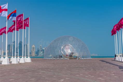 Doha Qatar January 17 2022 World Cup Clock In Doha Qatar Editorial