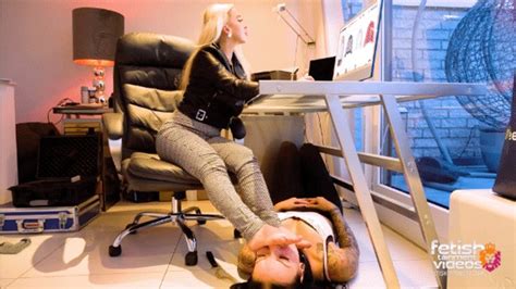 A New Day With My Foot Bitch The Bitch Licks My Bare Feet In The Office Lesbian Foot