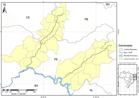 Mapa Da Regi O De Abrang Ncia Do Projeto De Integra O Do Rio S O