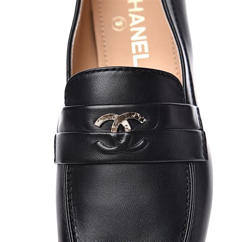 Chanel Lambskin Cc Loafers 385 Black 534159