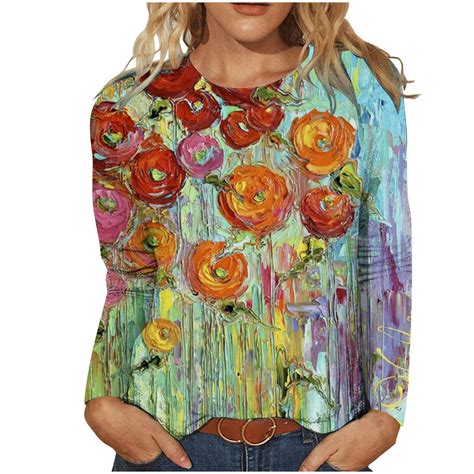 Womens Length Sleeve Floral Print Blouse Summer Three Quarter