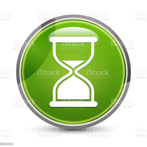 Timer Sand Hourglass Icon Elegant Green Round Button Vector Illustration Stock Illustration