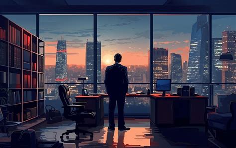 Premium Photo Businessman In A Big Office